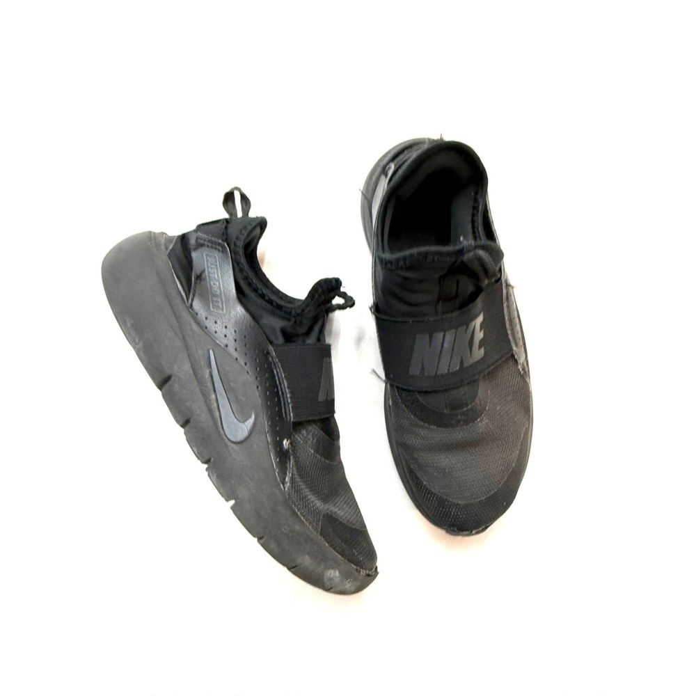 NIKE FLEX RUNNER Boys Size 2 Black Black Slip On Low Top Sneakers Shoes Box109